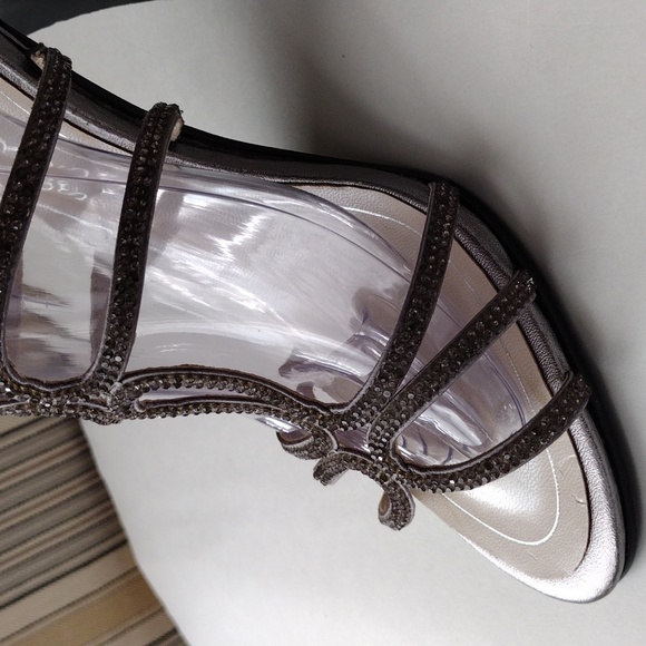 Caparros Michaela crystal embellished pewter heel sandals 8.5 - Picture 6 of 13